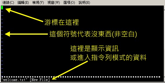 用 vi 開啟一個新檔案 用 vi 開啟一個新檔案