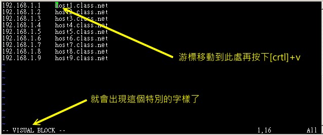 vim 的區塊選擇、複製、貼上等操作功能 vim 的區塊選擇、複製、貼上等操作功能