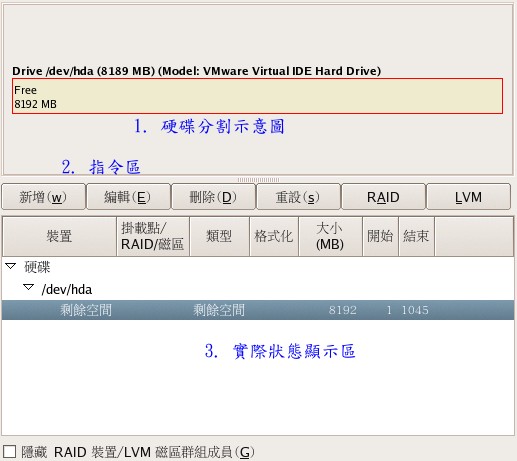 圖 14 、磁碟分割的主畫面 圖 14 、磁碟分割的主畫面