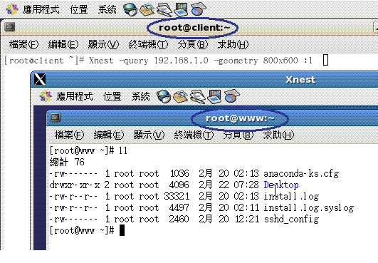 在用戶端的 X 順利連上 Xdmcp 的畫面 在用戶端的 X 順利連上 Xdmcp 的畫面