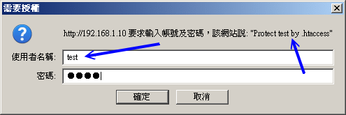 瀏覽到受保護的目錄時,瀏覽器出現的提示視窗示意圖 瀏覽到受保護的目錄時,瀏覽器出現的提示視窗示意圖